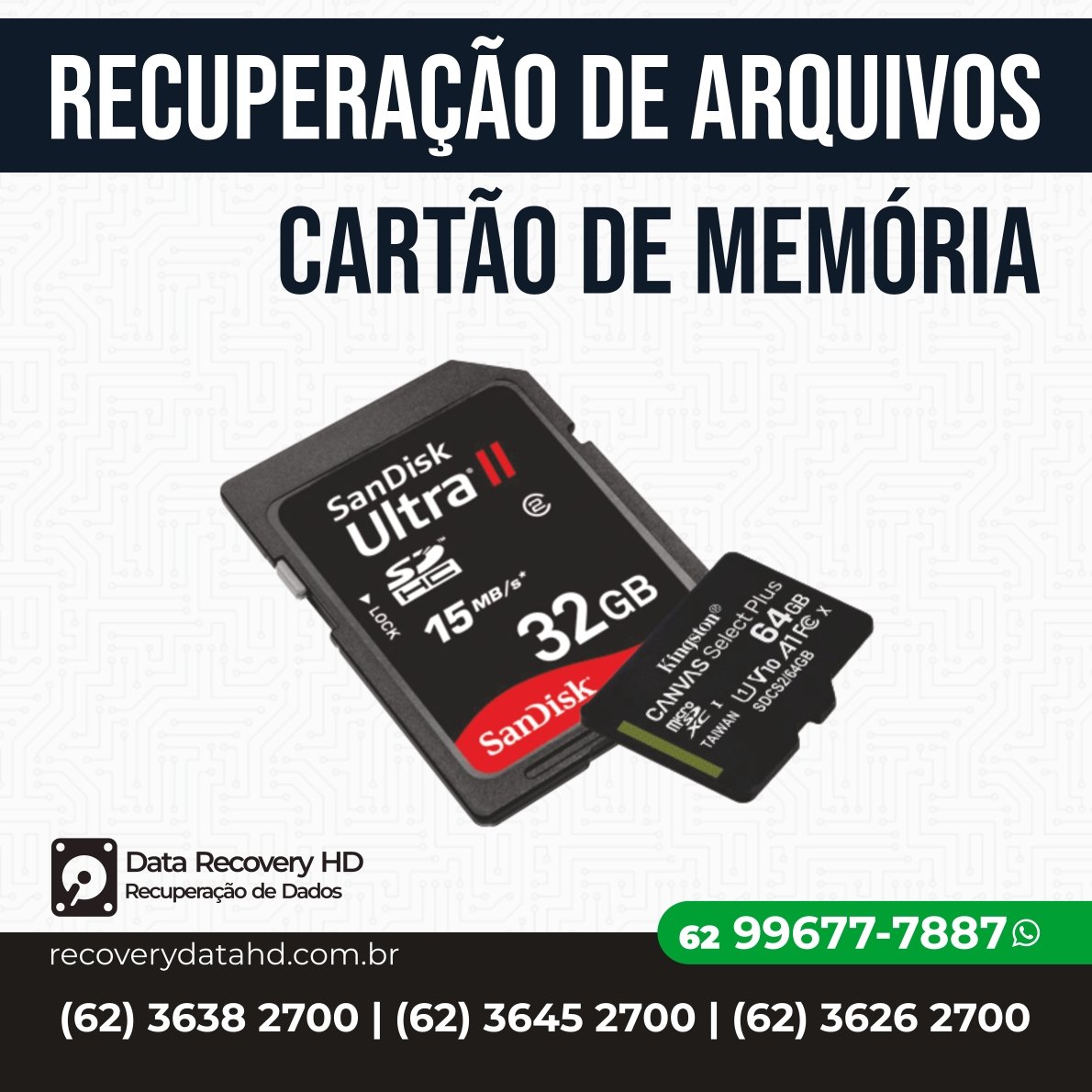 RECOVERY DATA HD-RECUPERAÇÃO DE ARQUIVOS CARTAO DE MEMORIA GOIANIA