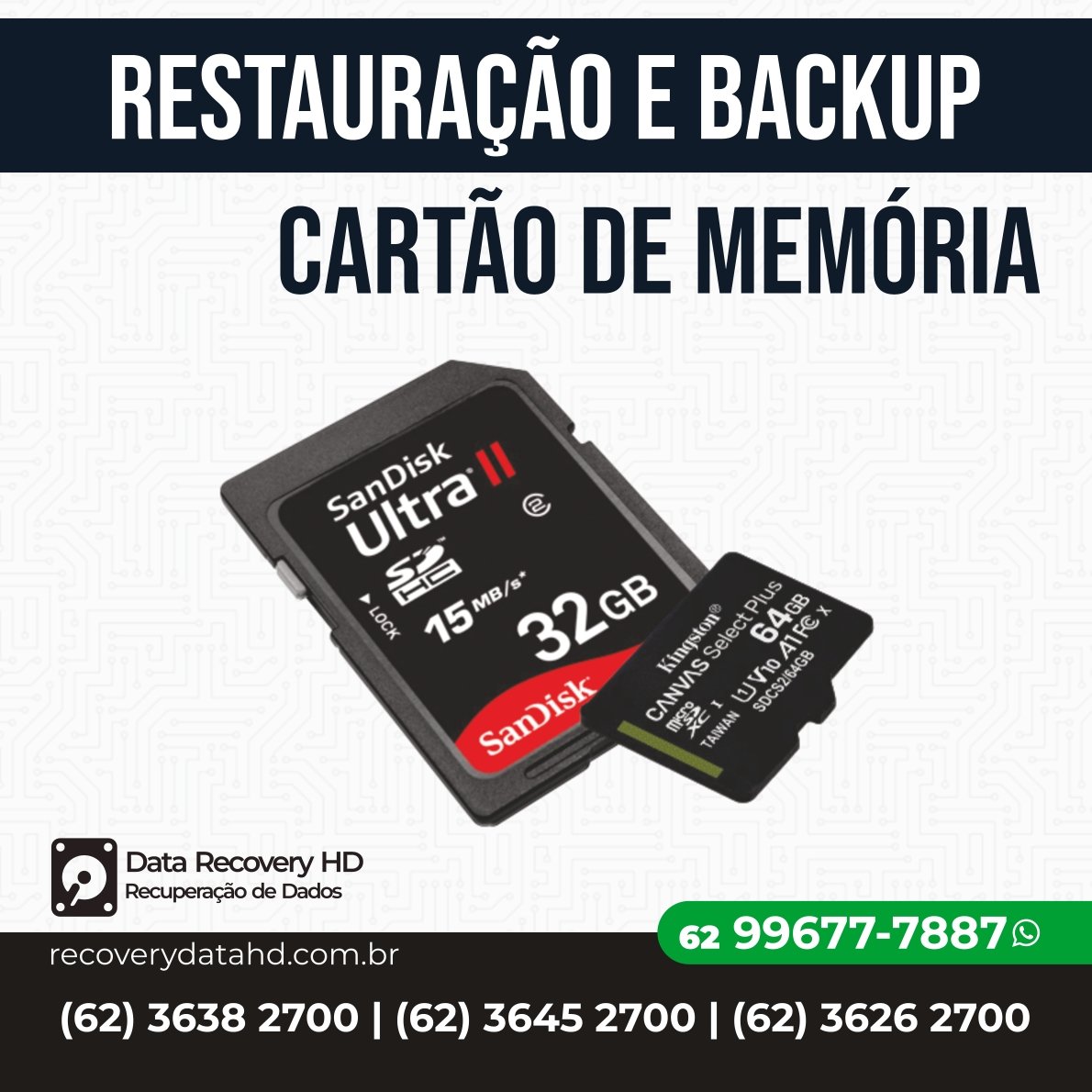 RECOVERY DATA HD-RESTAURAÇÃO E BACKUP CARTAO DE MEMORIA GOIANIA